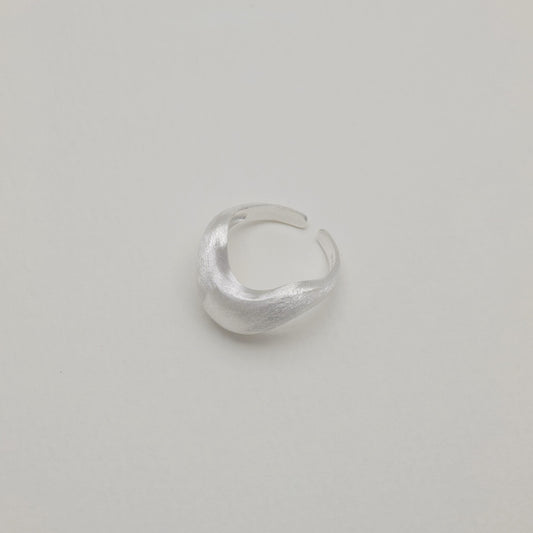 Main image of sculptural silver ring, folded design, polished finish