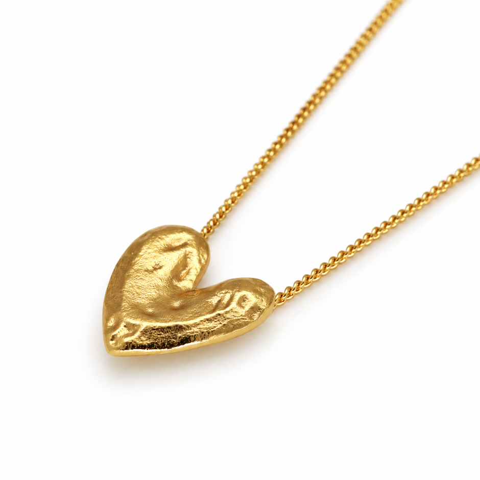 Amelia Sculpted Heart Necklace 24K Gold by MOA - view 2