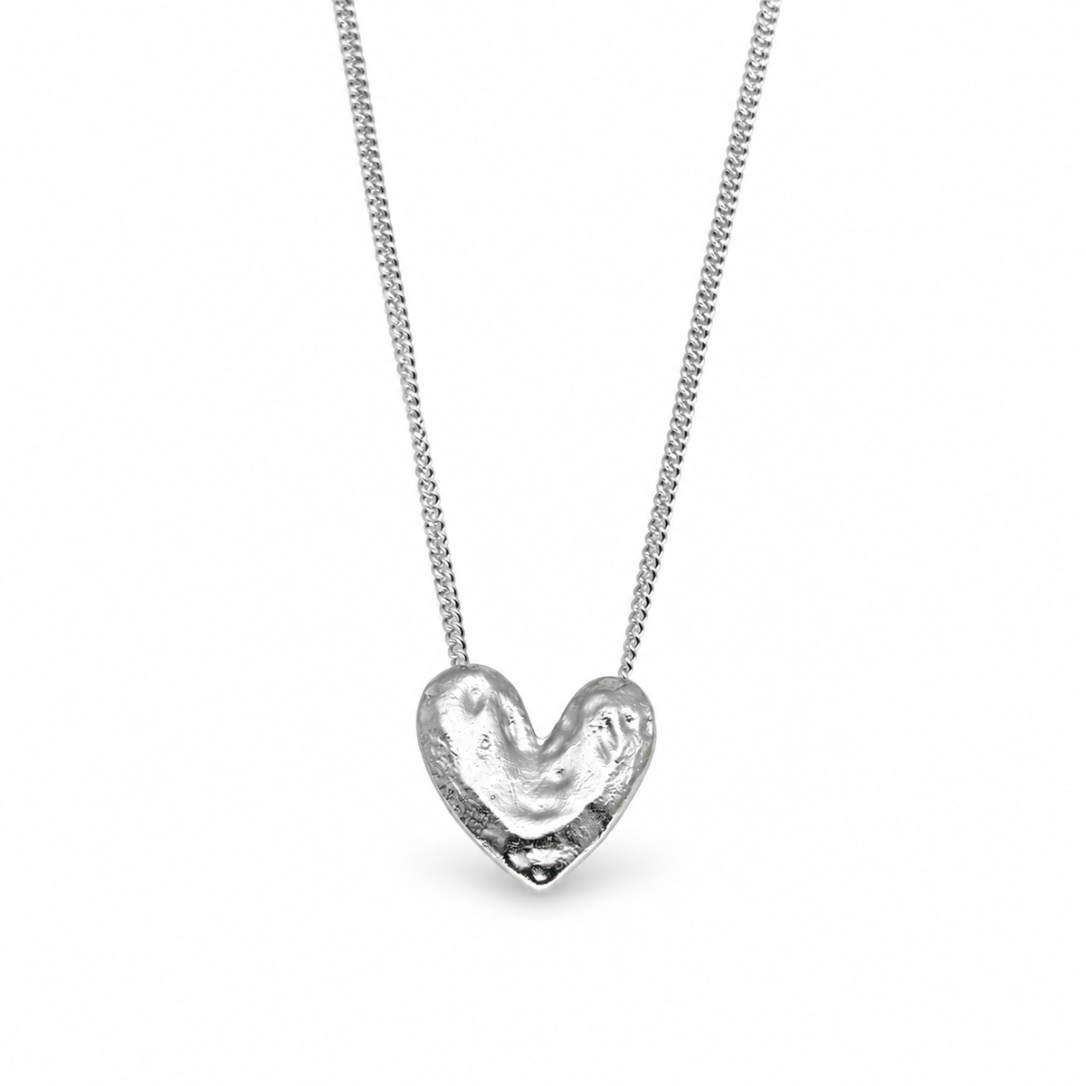 Amelia Sculpted Heart Necklace in 925 Sterling Silver by MOA - view 1