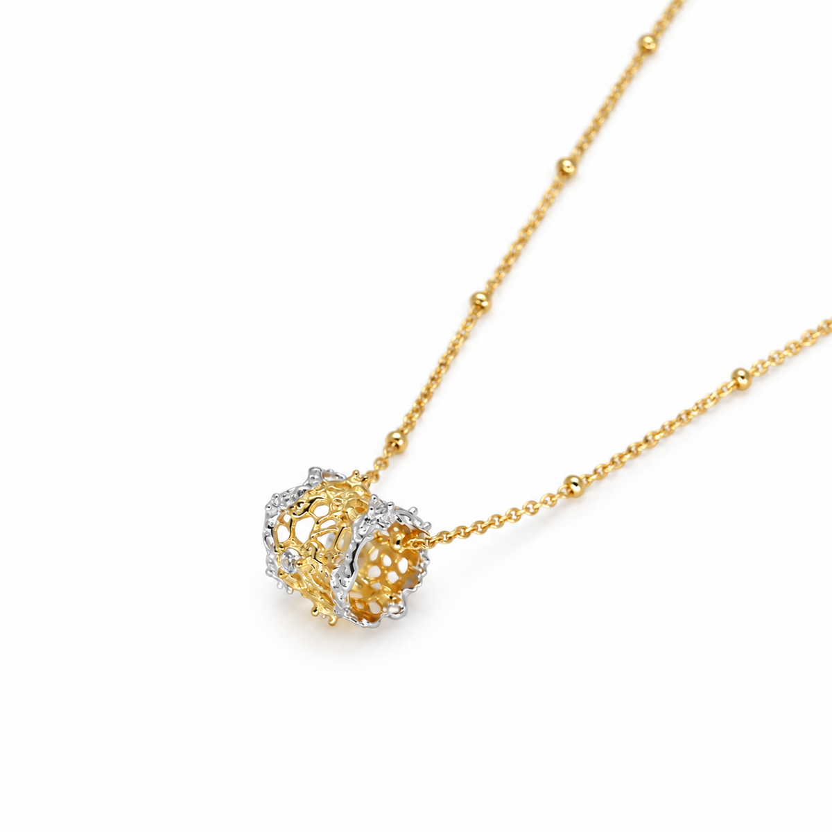 Thea Filigree Pendant Necklace Two Tone by MOA - view 2