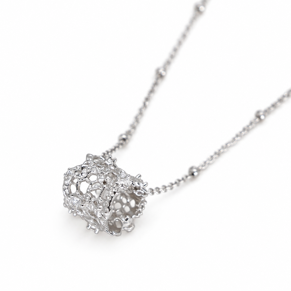 Thea Filigree Pendant Necklace in 925 Sterling Silver by MOA - view 2