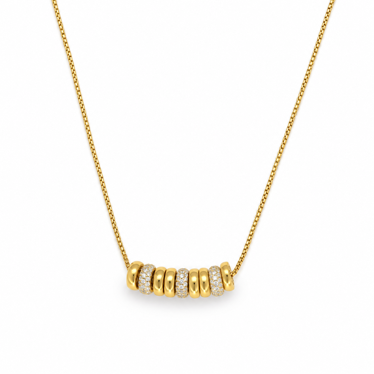 Celestine Beaded Necklace Cubic Zirconia 24K Gold by MOA - view 1
