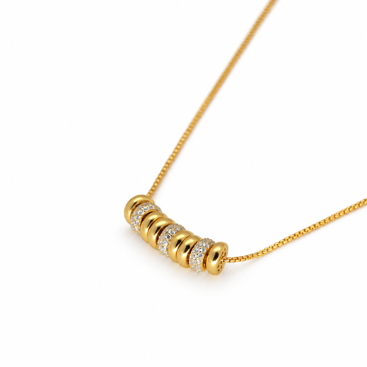 Celestine Beaded Necklace Cubic Zirconia 24K Gold by MOA - view 2