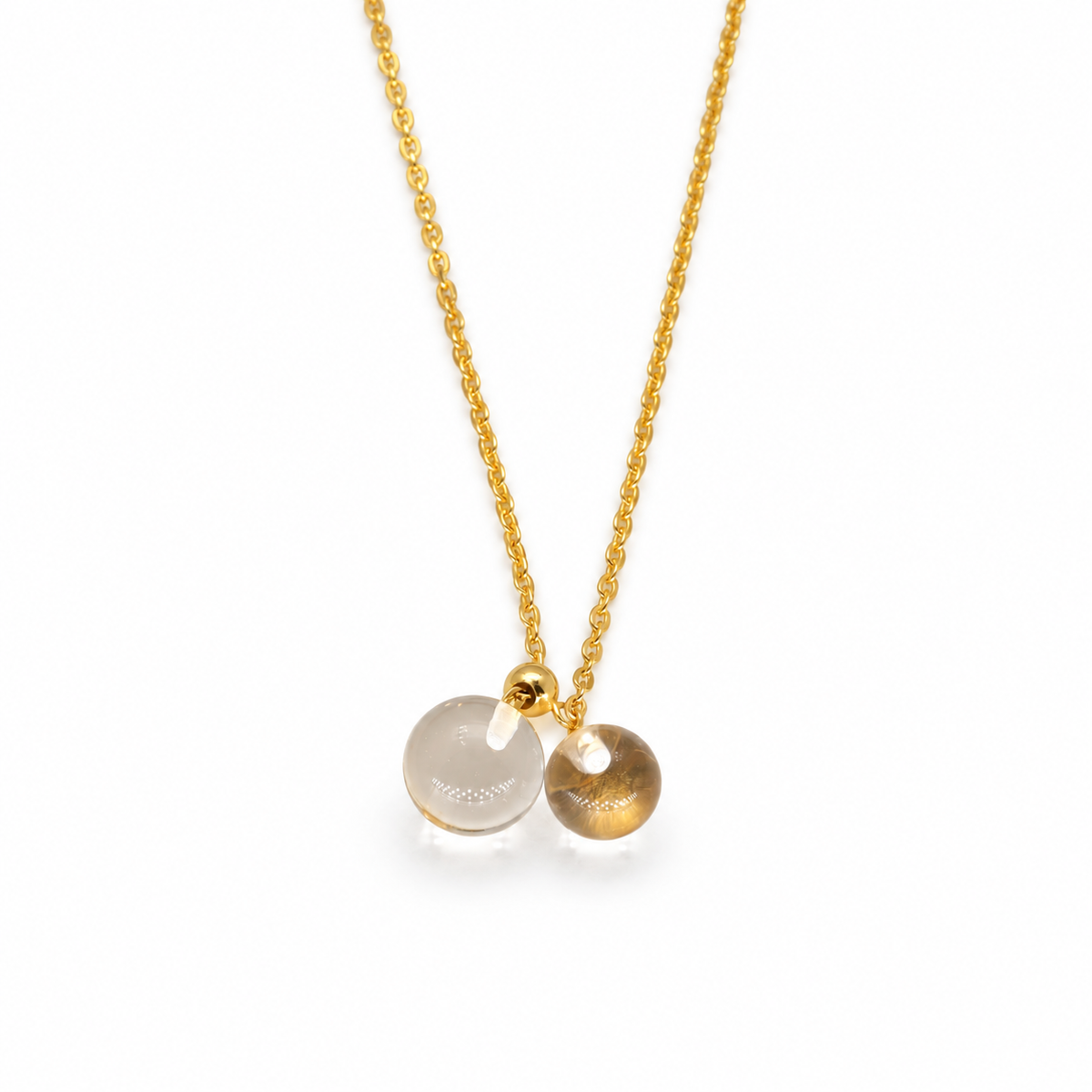 Noera Double Crystal Drop Necklace 24K Gold by MOA - view 1