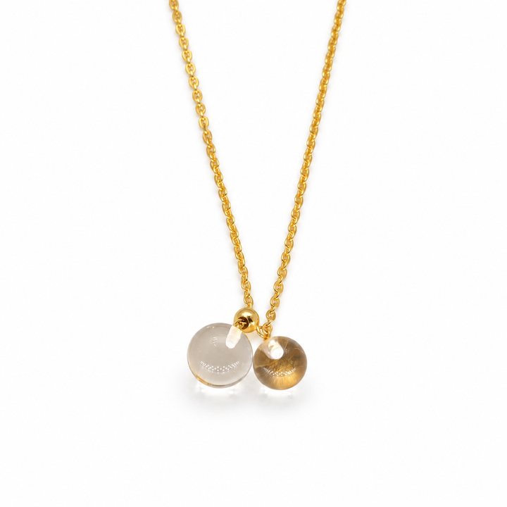 Noera Double Crystal Drop Necklace 24K Gold by MOA - view 1