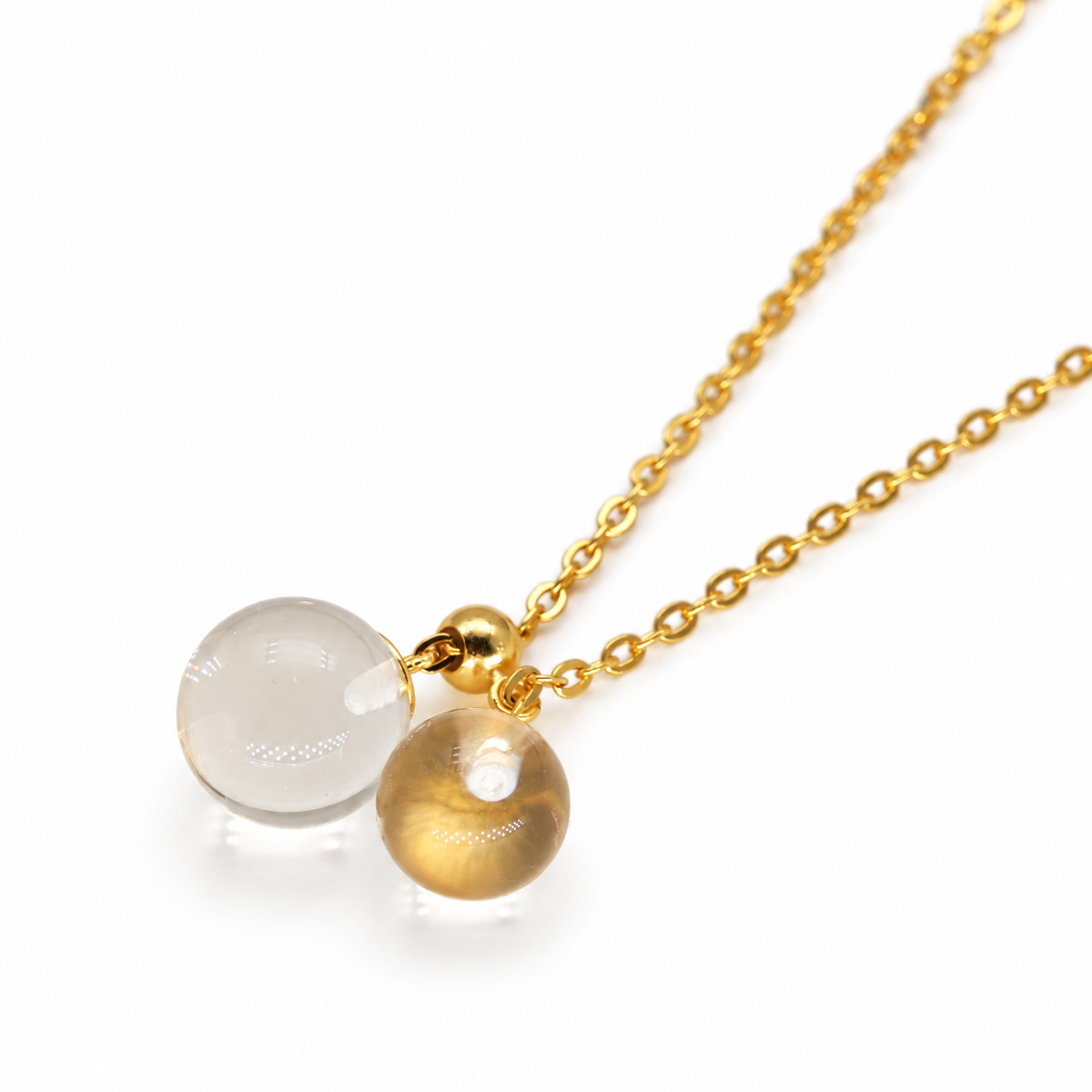 Noera Double Crystal Drop Necklace 24K Gold by MOA - view 2