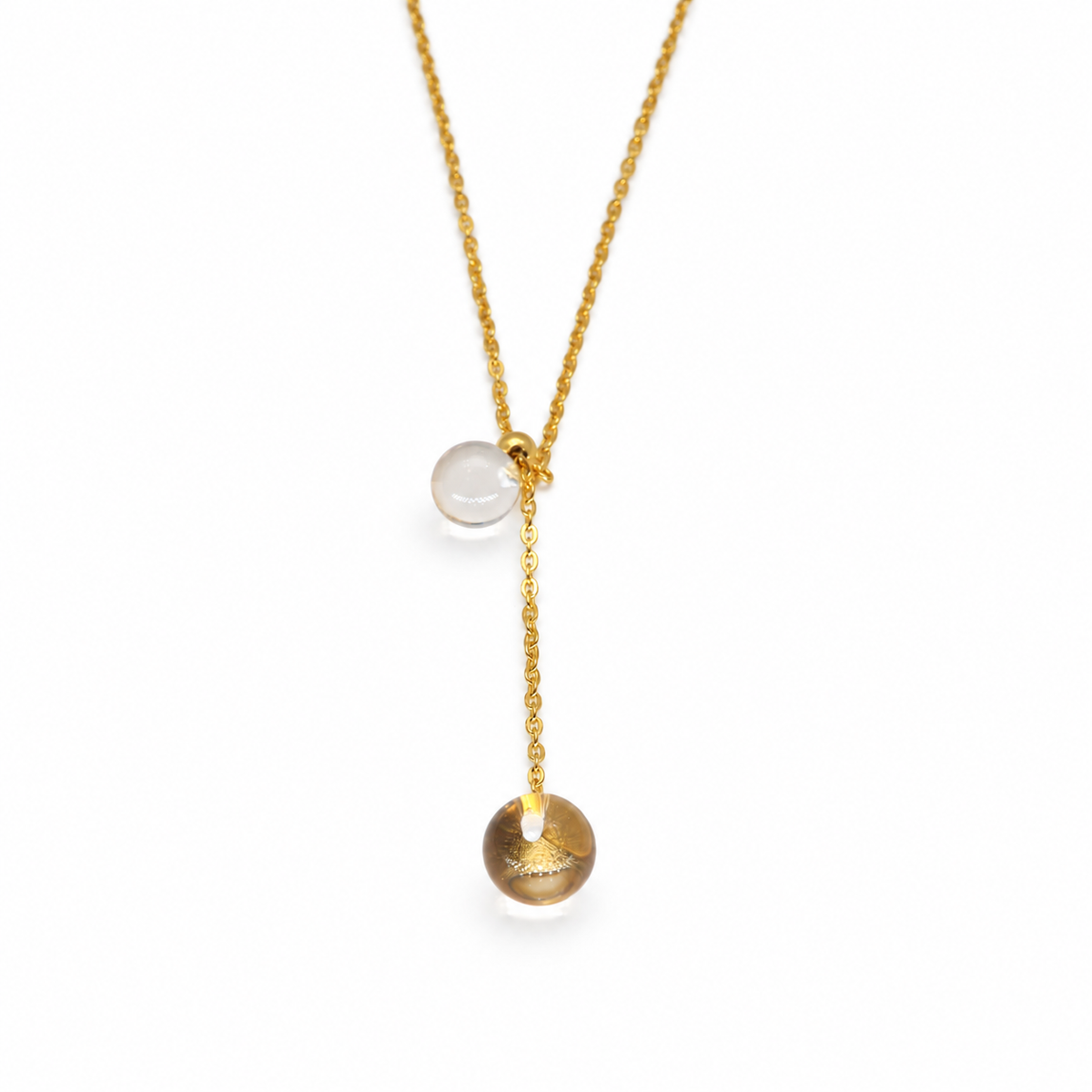 Noera Double Crystal Drop Necklace 24K Gold by MOA - view 3