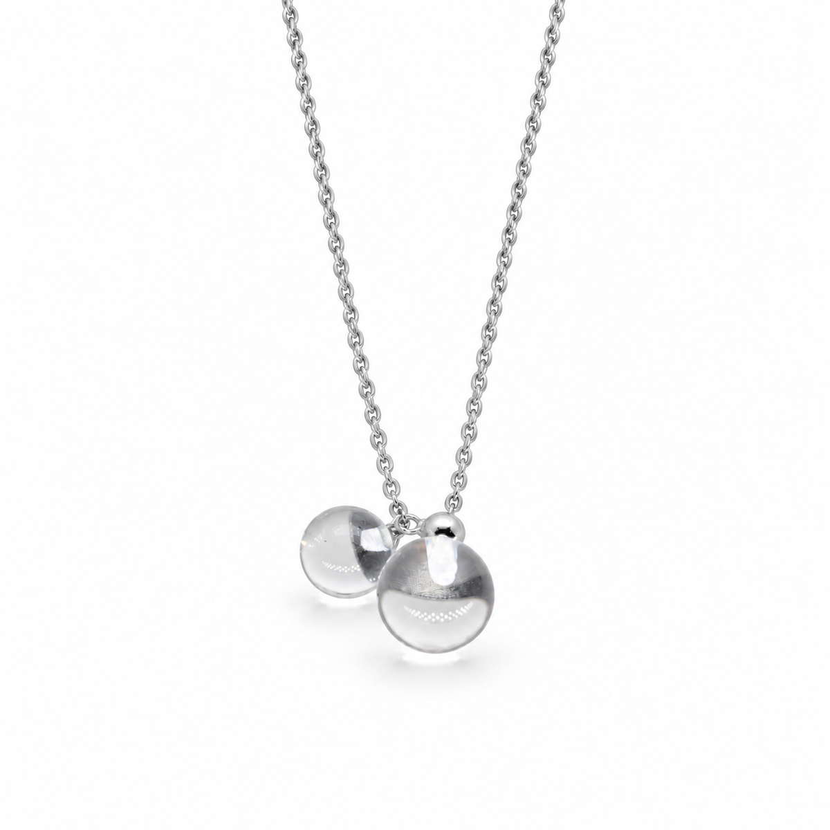Noera Double Crystal Drop Necklace in 925 Sterling Silver by MOA - view 1