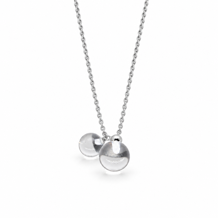 Noera Double Crystal Drop Necklace in 925 Sterling Silver by MOA - view 1