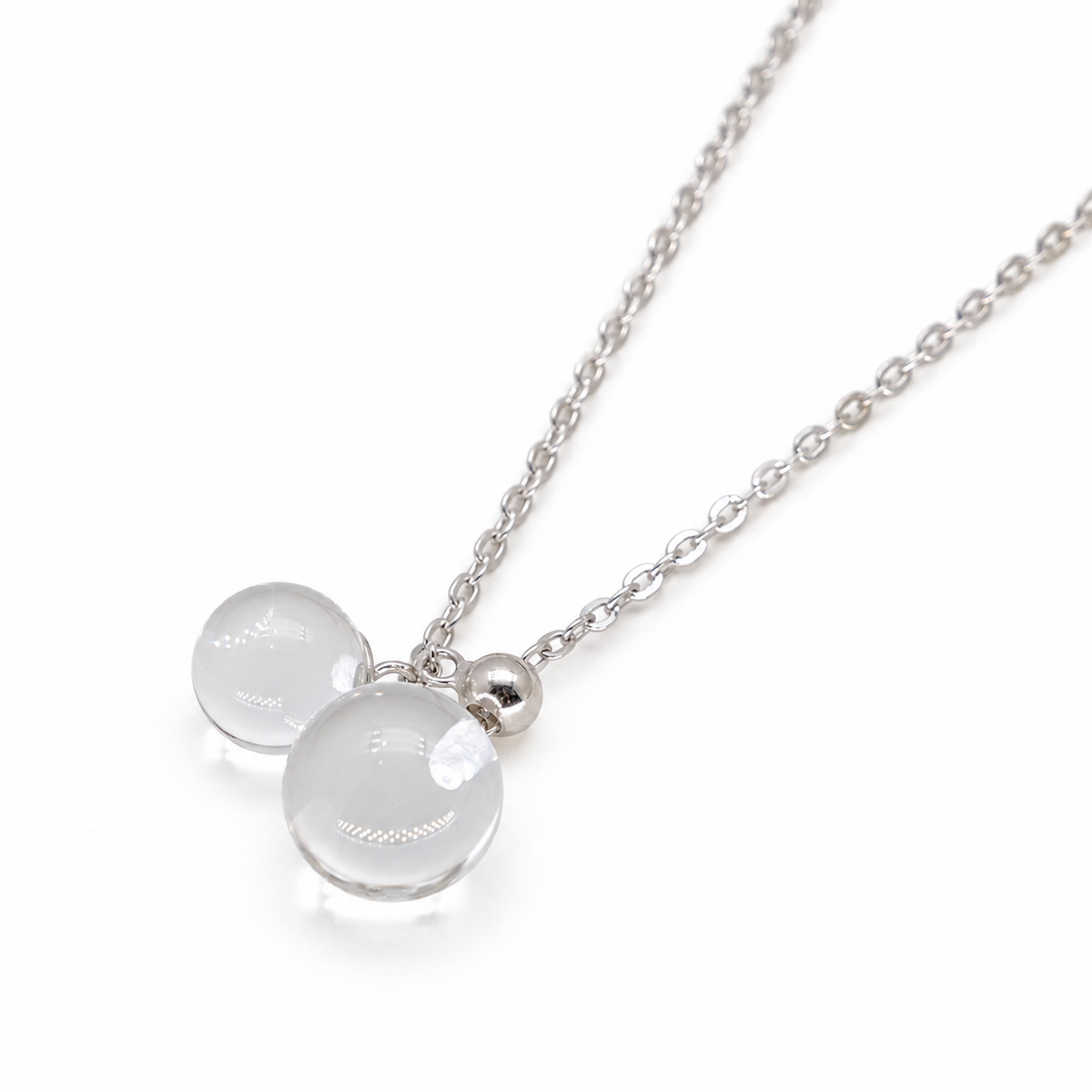 Noera Double Crystal Drop Necklace in 925 Sterling Silver by MOA - view 2