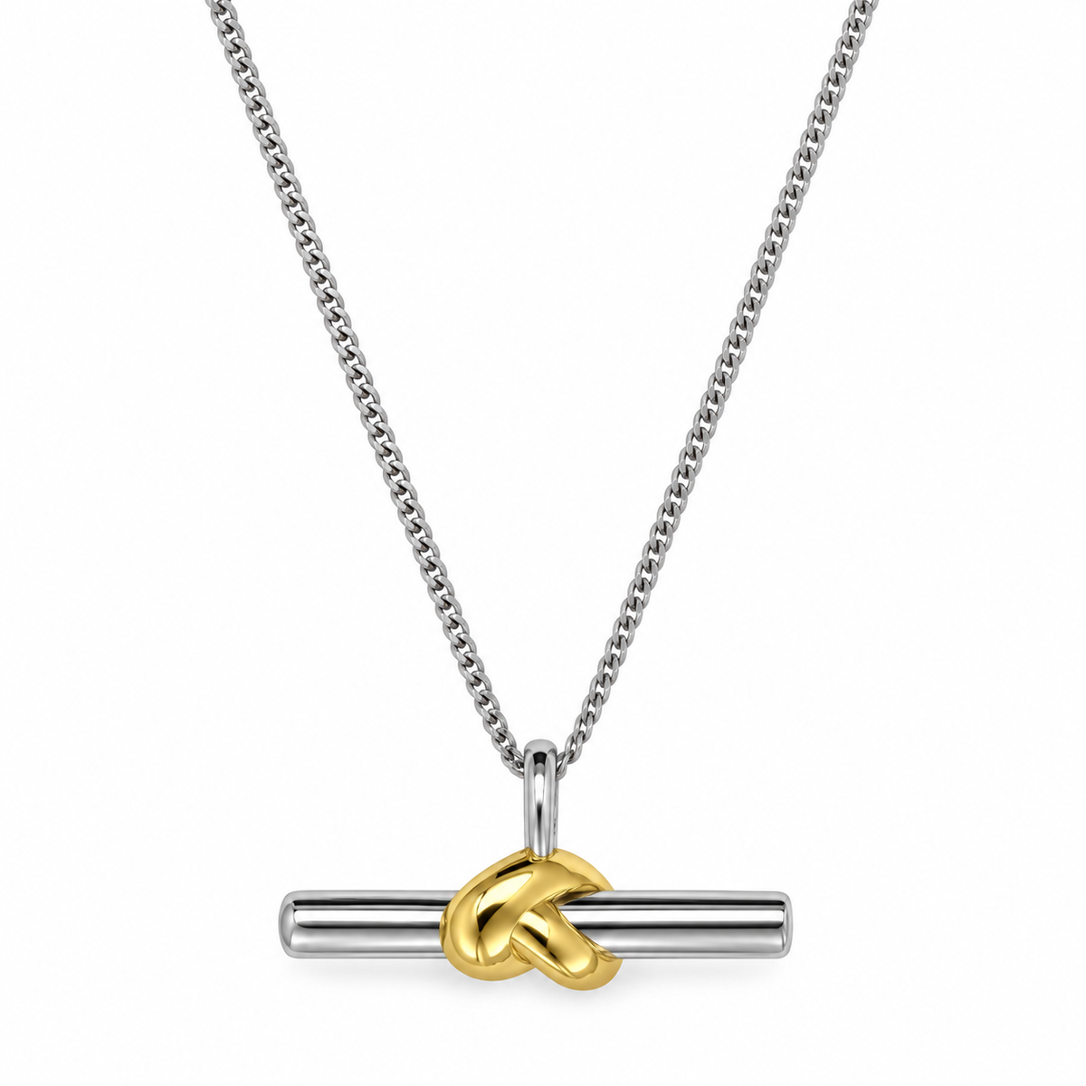 Élodie Two-Tone Knot Necklace in 925 Sterling Silver