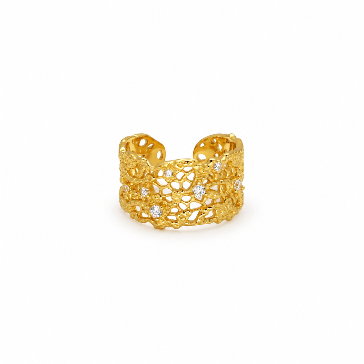 Thea Bold Filigree Open Ring 24K Gold by MOA - view 1