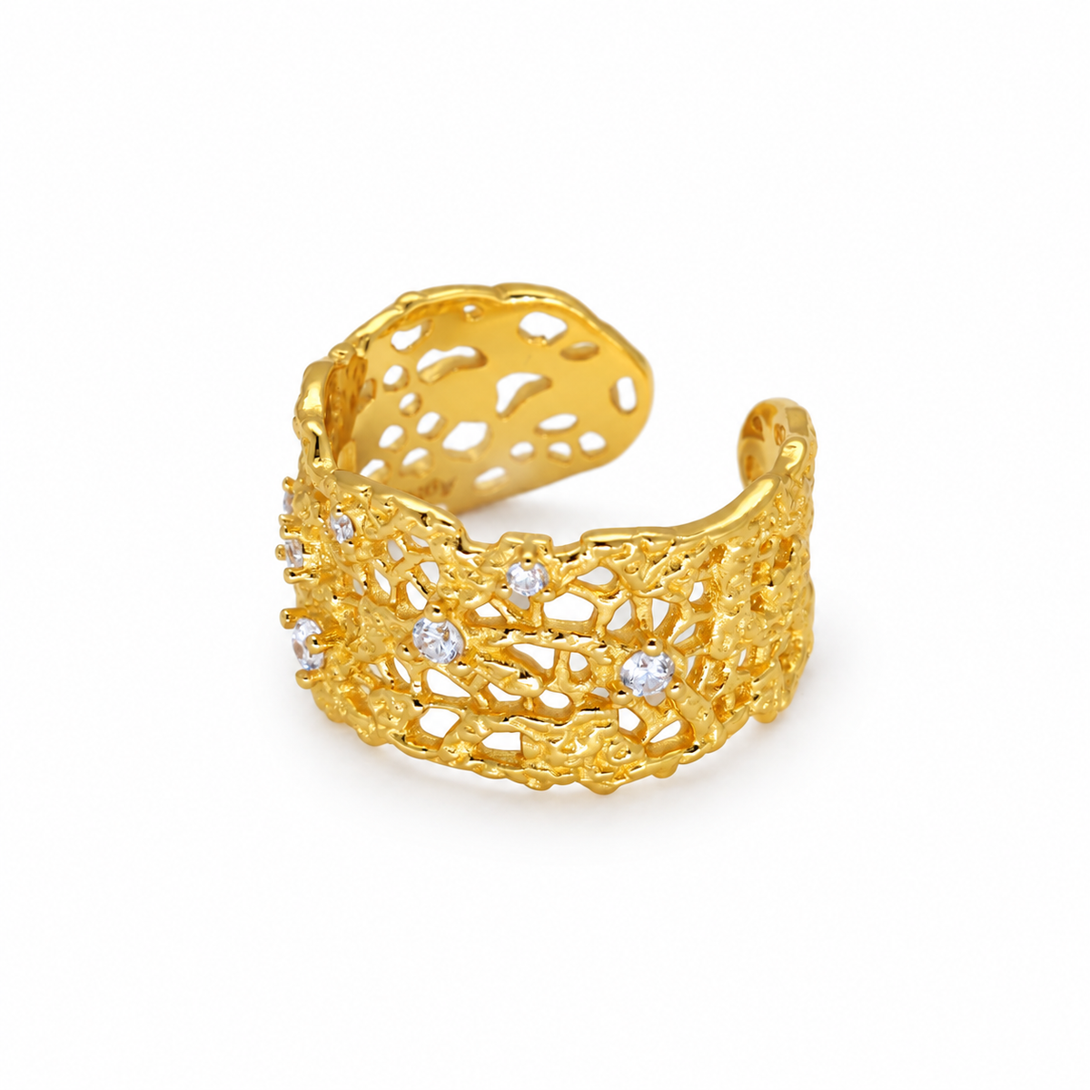 Thea Bold Filigree Open Ring 24K Gold by MOA - view 2