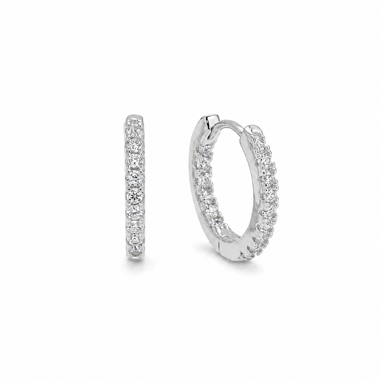 Seren Pavé Huggie Earrings in 925 Sterling Silver