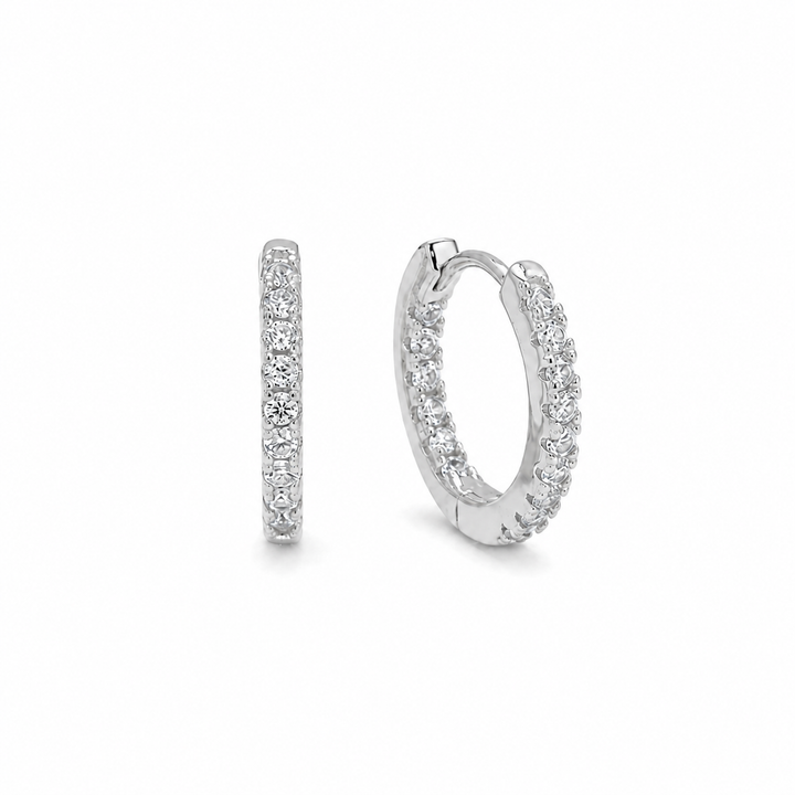 Seren Pavé Huggie Earrings in 925 Sterling Silver