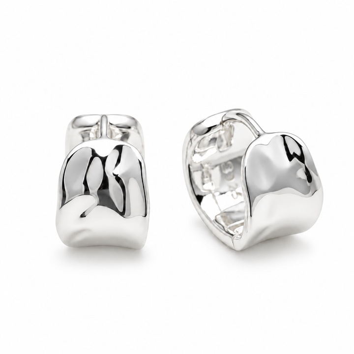 Aline Mini Hoops in 925 Sterling Silver by MOA - front and right side view