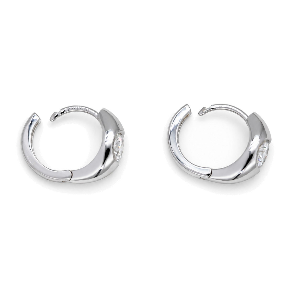 Alouette Bezel Huggie Earrings in 925 Sterling Silver - alternate view