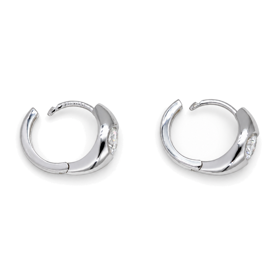 Alouette Bezel Huggie Earrings in 925 Sterling Silver - alternate view