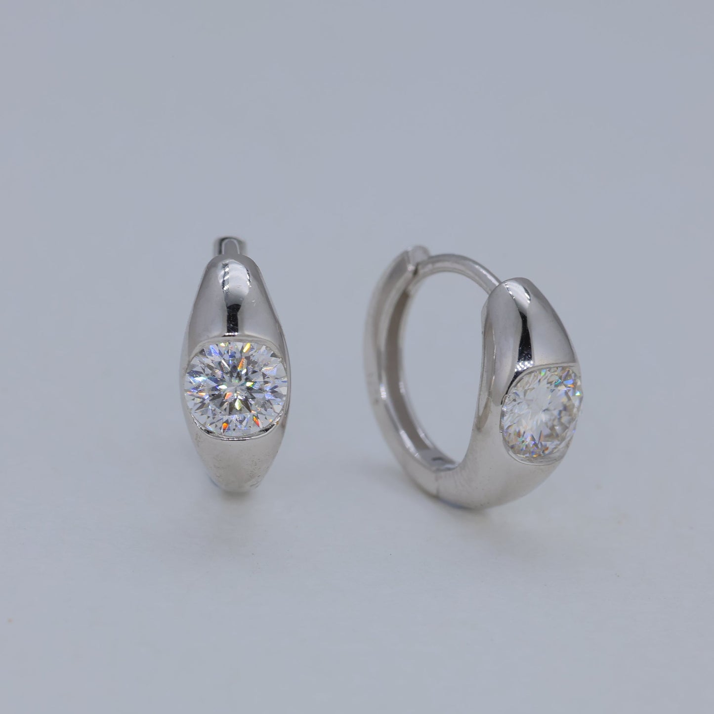 Alouette Bezel Huggie Earrings in 925 Sterling Silver by MOA - view 1