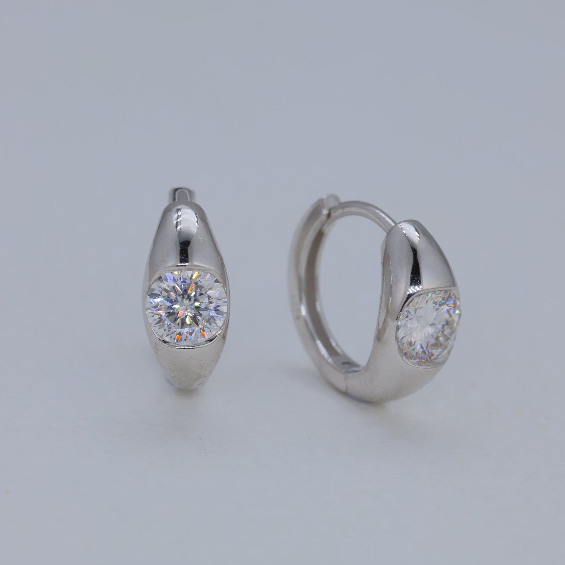 Alouette Bezel Huggie Earrings in 925 Sterling Silver by MOA - view 1