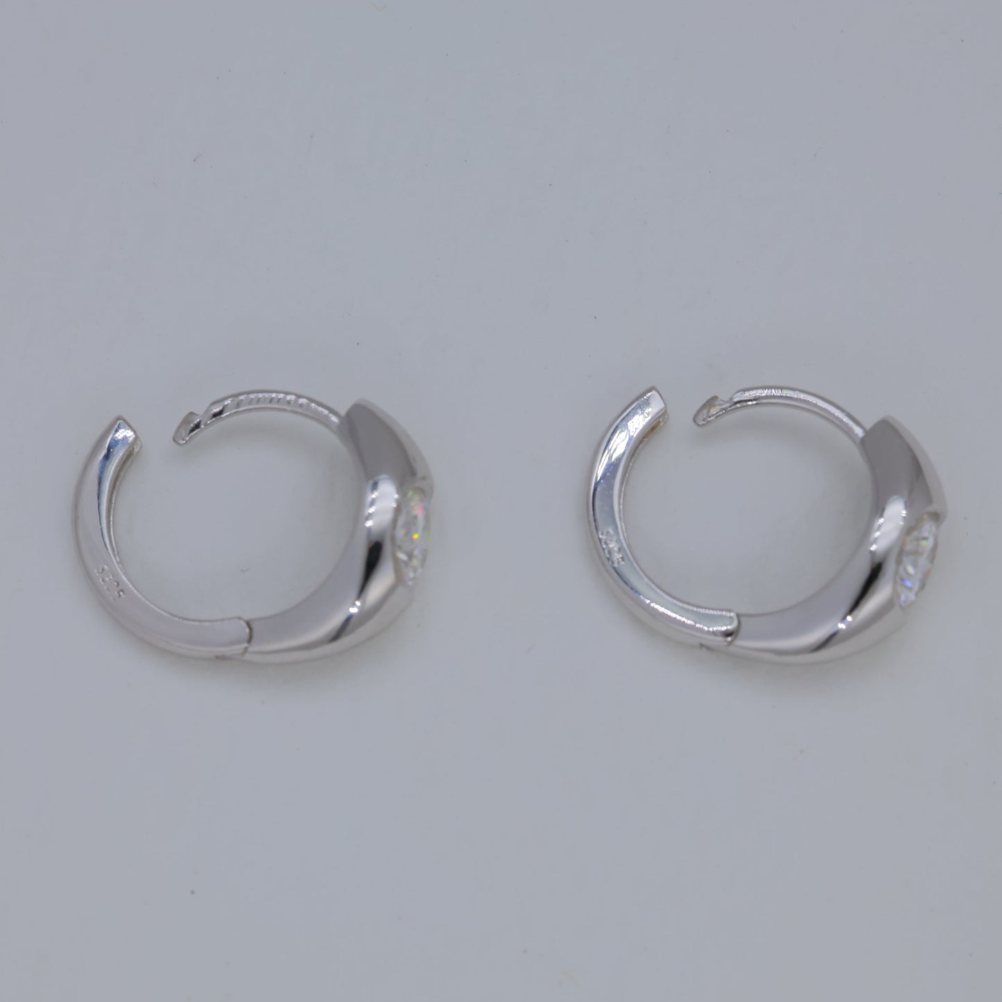 Alouette Bezel Huggie Earrings in 925 Sterling Silver by MOA - view 2