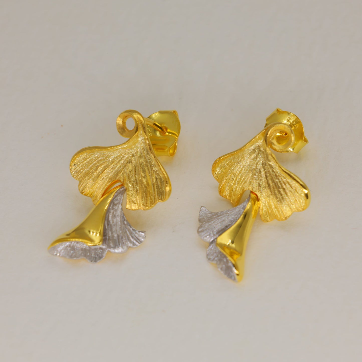 Alouette Two-Tone Ginkgo Drop Earrings in 18K Gold over 925 Silver by MOA - view 1