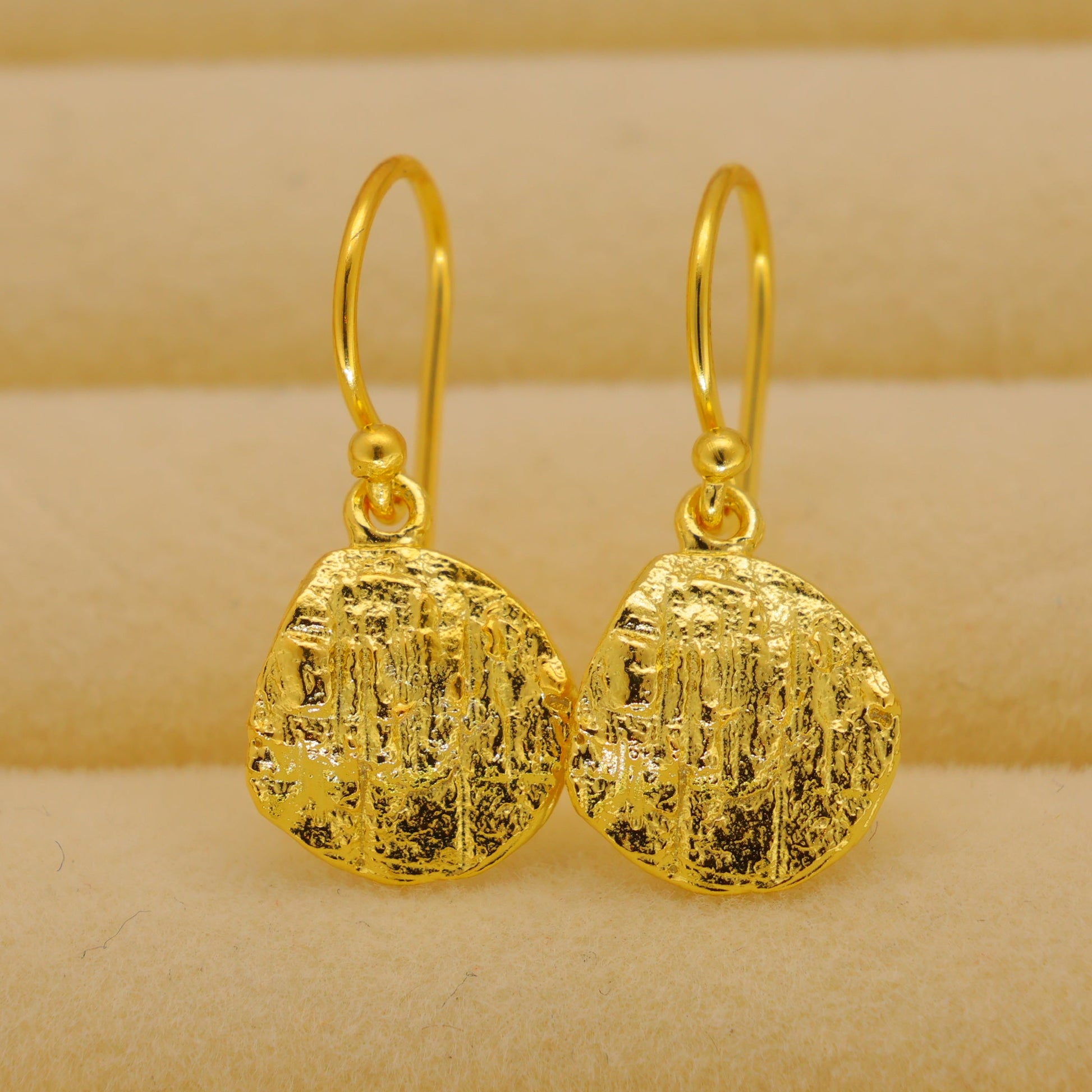 Alvienne Textured Drop Earrings in 18K Gold over 925 Sterling Silver by MOA - view 1