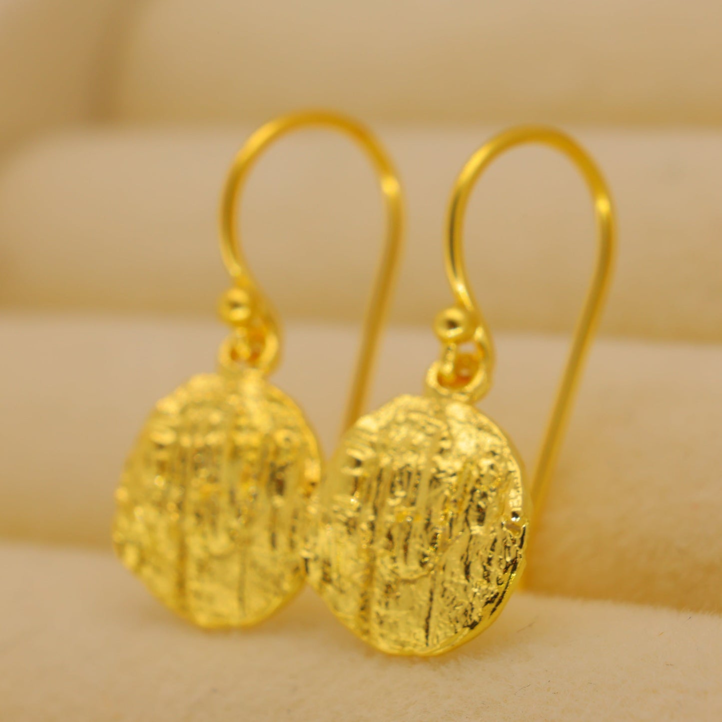 Alvienne Textured Drop Earrings in 18K Gold over 925 Sterling Silver by MOA - view 2