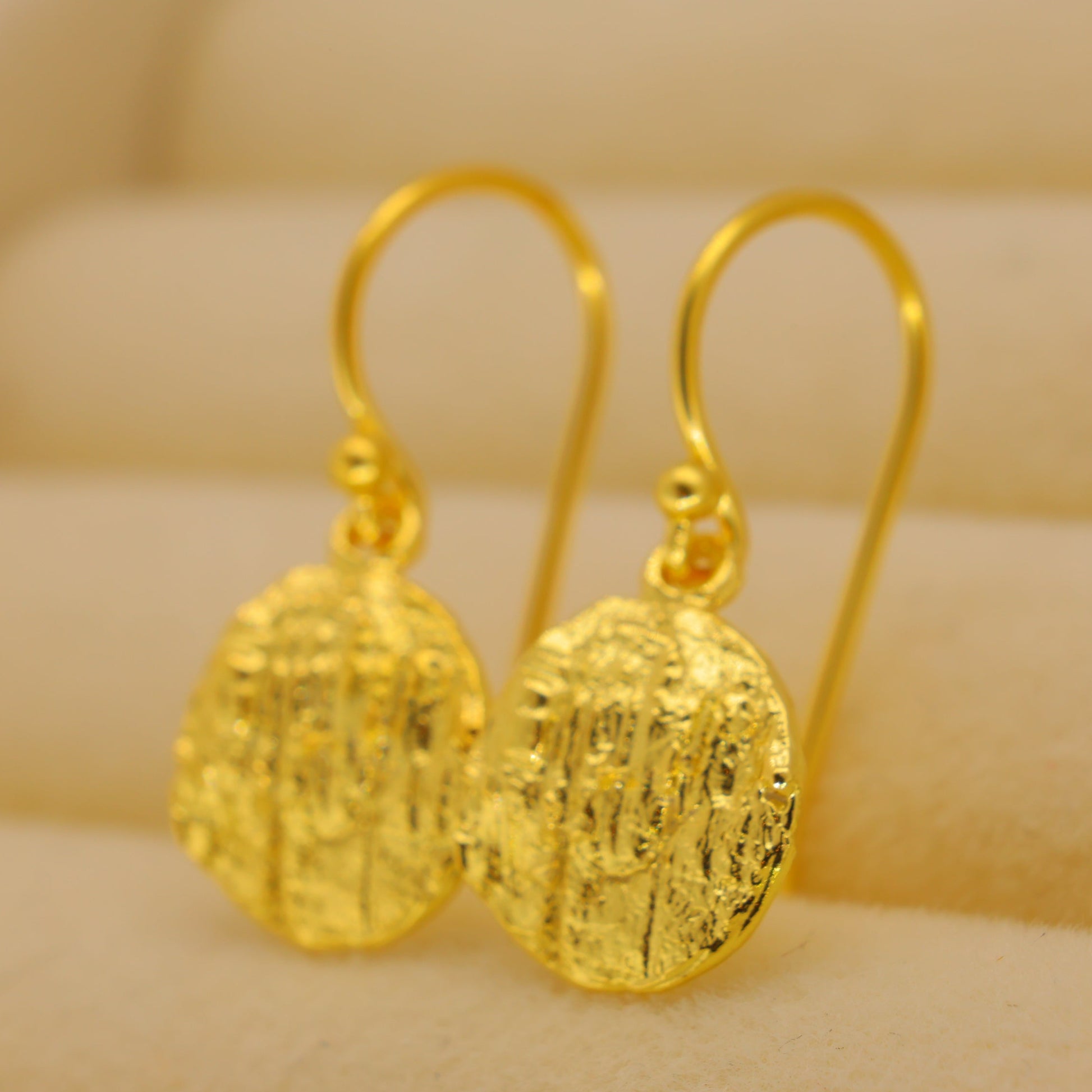 Alvienne Textured Drop Earrings in 18K Gold over 925 Sterling Silver by MOA - view 2