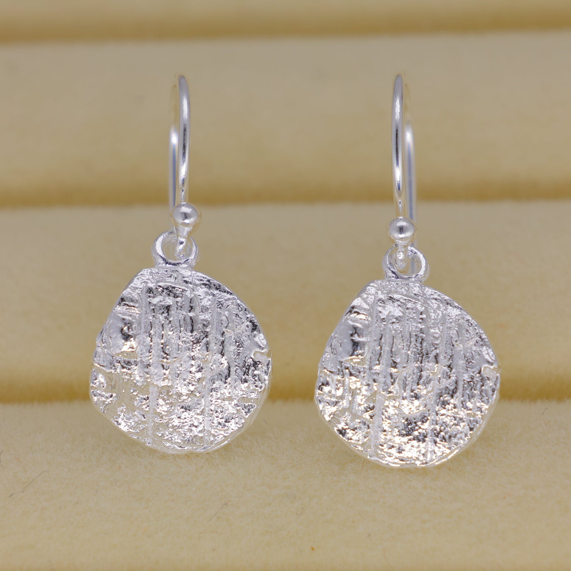 Alvienne Textured Drop Earrings in 925 Sterling Silver by MOA - view 2