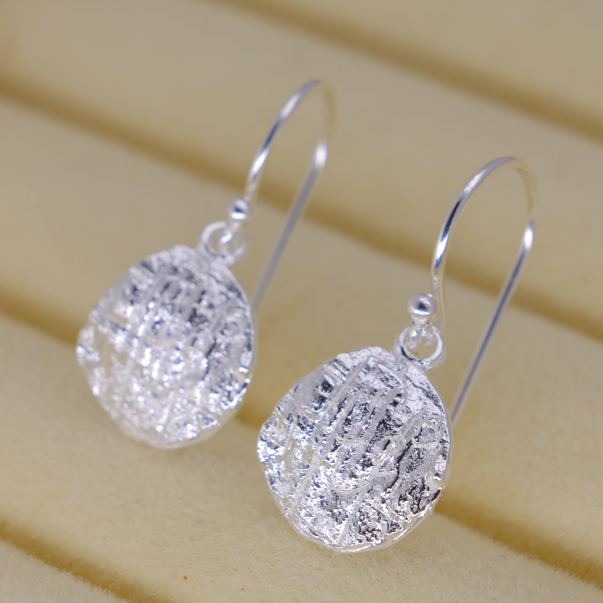 Alvienne Textured Drop Earrings in 925 Sterling Silver by MOA - view 3