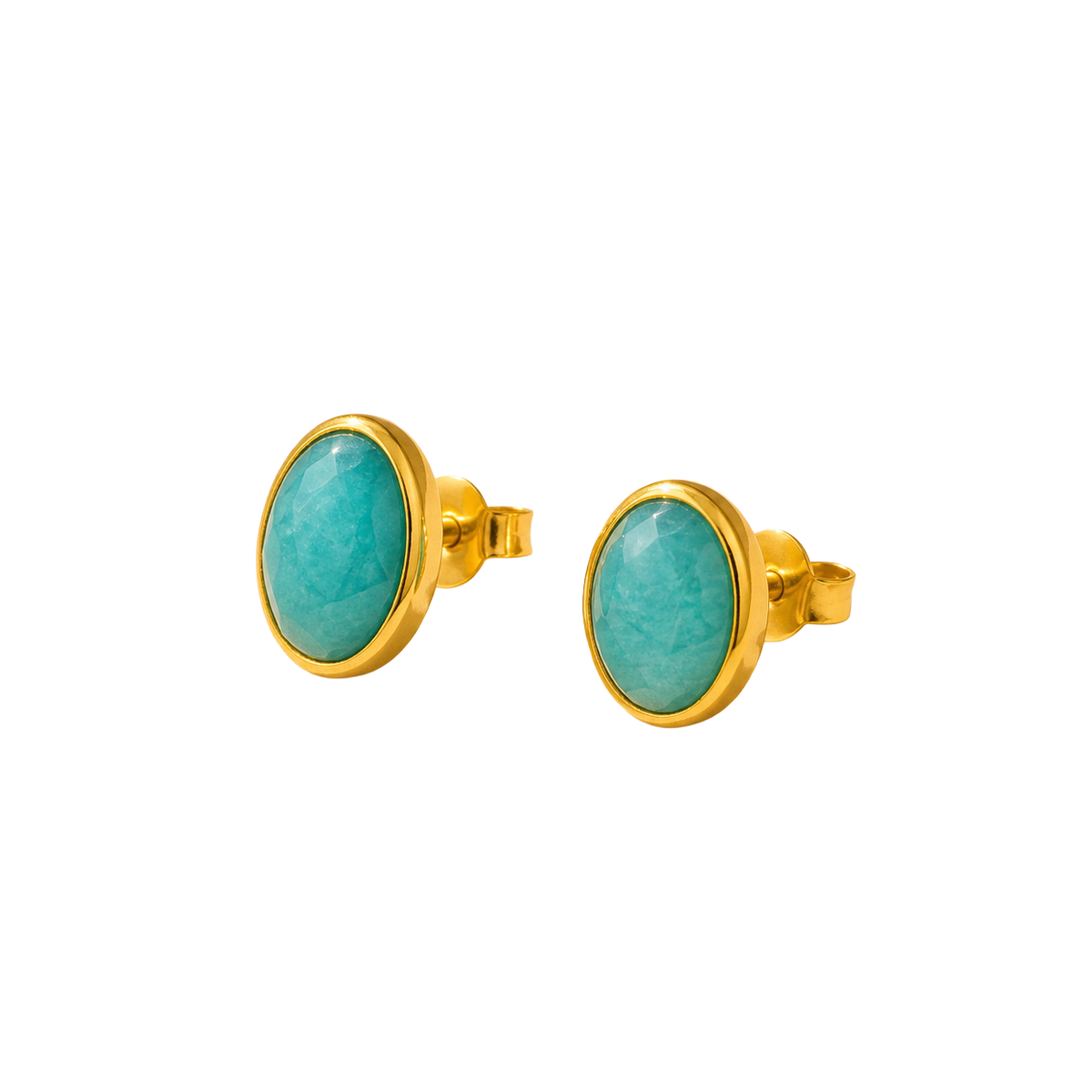 Amazone Amazonite Stud Earrings in Gold Vermeil — angle