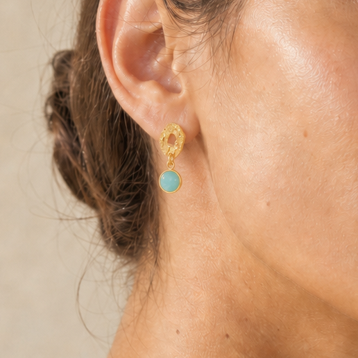 Amazone Sculptee Amazonite Drop Earrings in Gold Vermeil by MOA - view 3