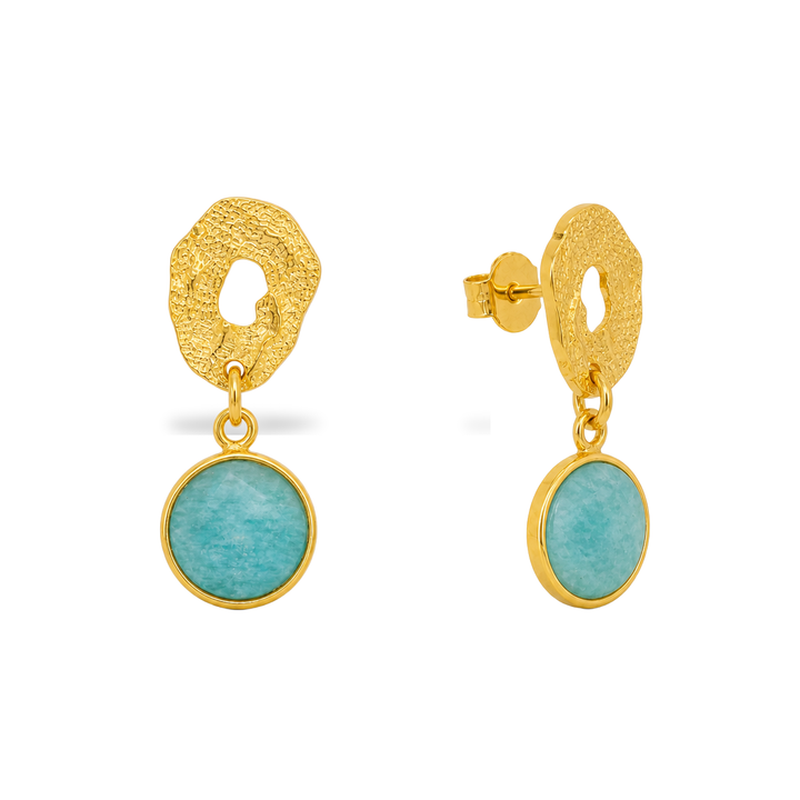 Amazone Sculptée Amazonite Drop Earrings in Gold Vermeil — front
