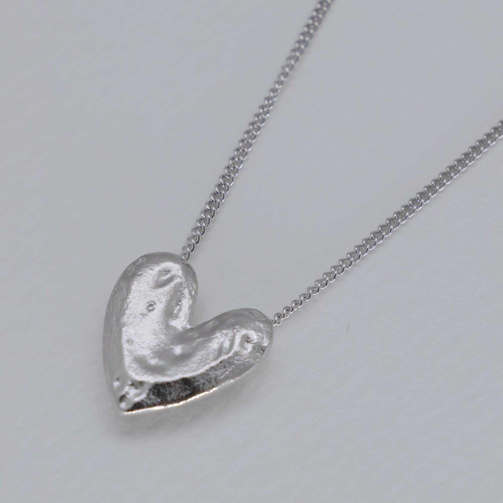 Amelia Sculpted Heart Necklace in 925 Sterling Silver by MOA - view 2