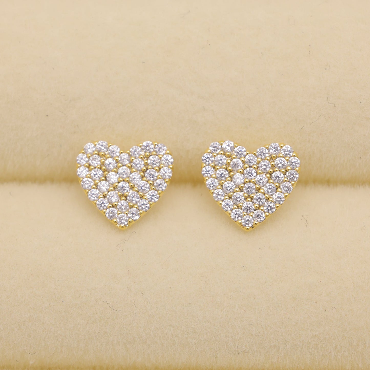 Ameliane Pave Heart Earrings in Gold Vermeil by MOA - view 1
