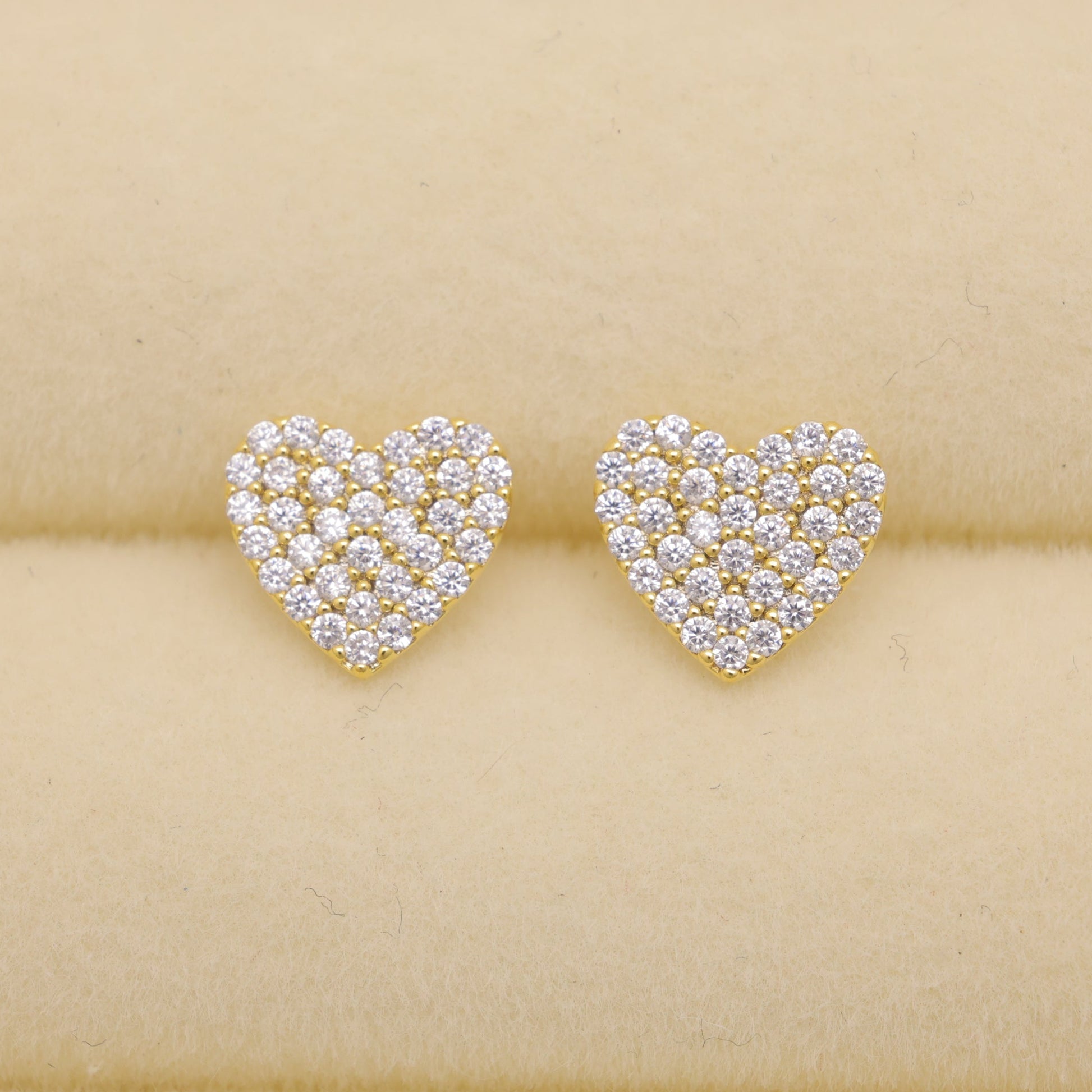 Ameliane Pave Heart Earrings in Gold Vermeil by MOA - view 1