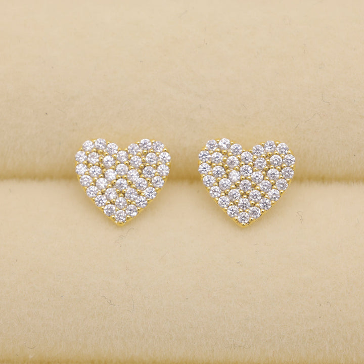 Ameliane Pave Heart Earrings in Gold Vermeil by MOA - view 1