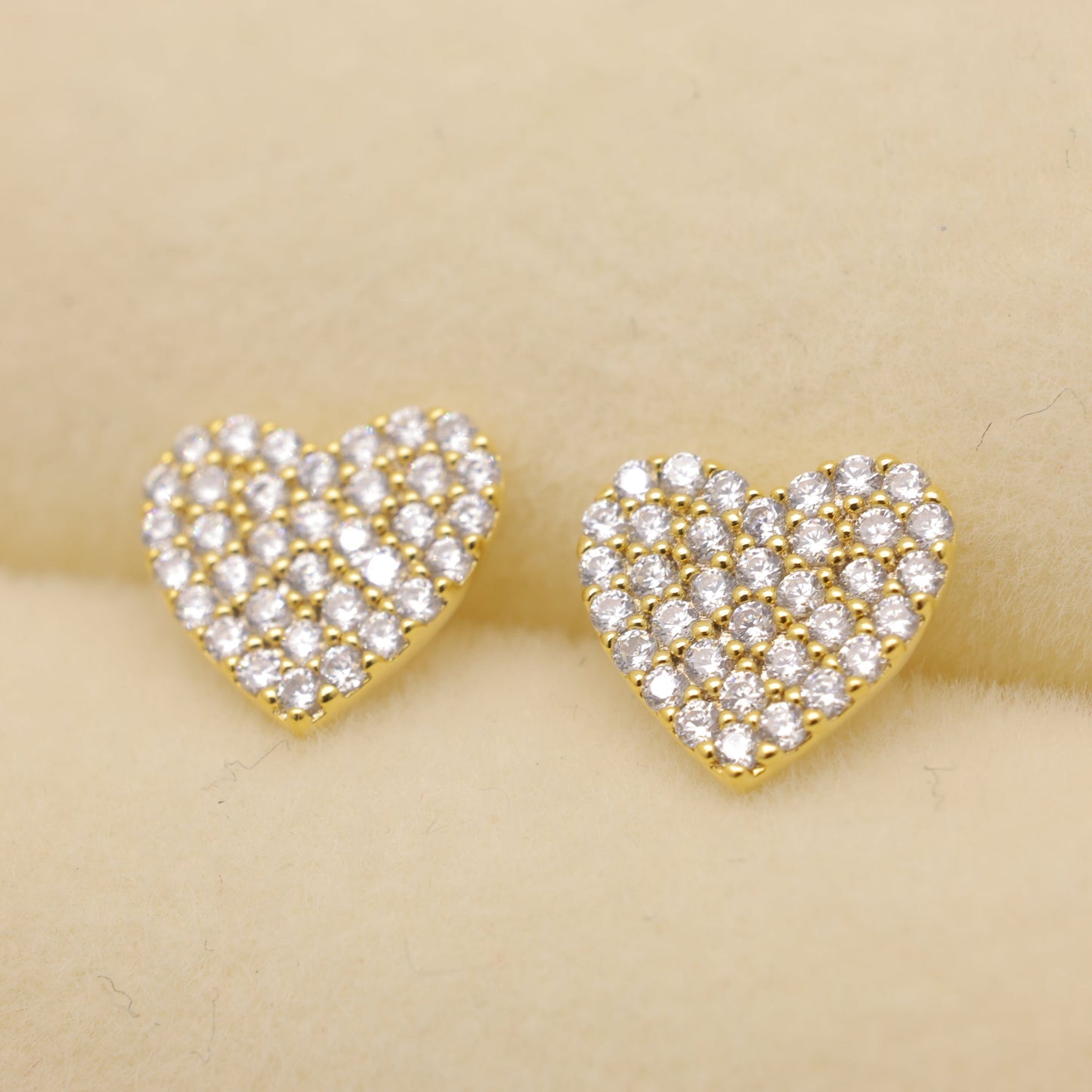 Ameliane Pave Heart Earrings in Gold Vermeil by MOA - view 2