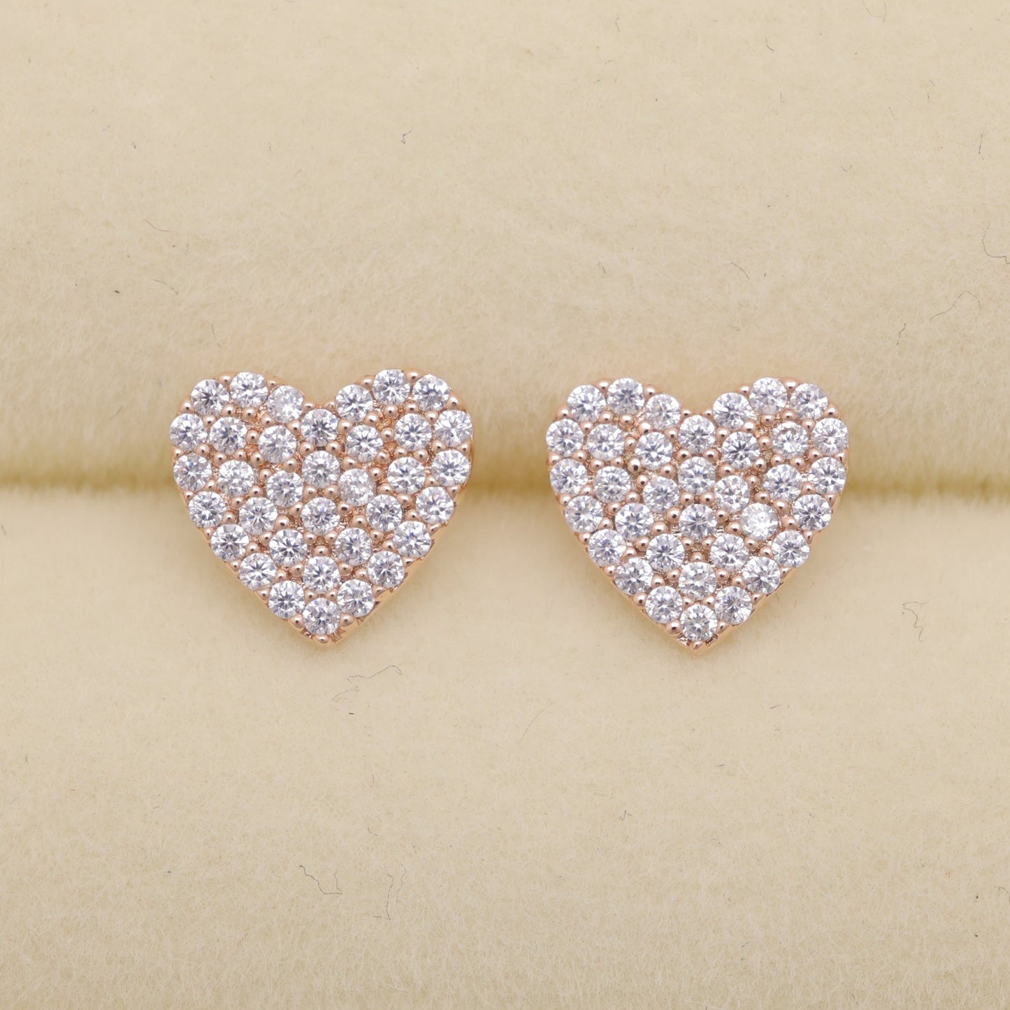 Ameliane Pave Heart Earrings in Rose Gold by MOA - view 1