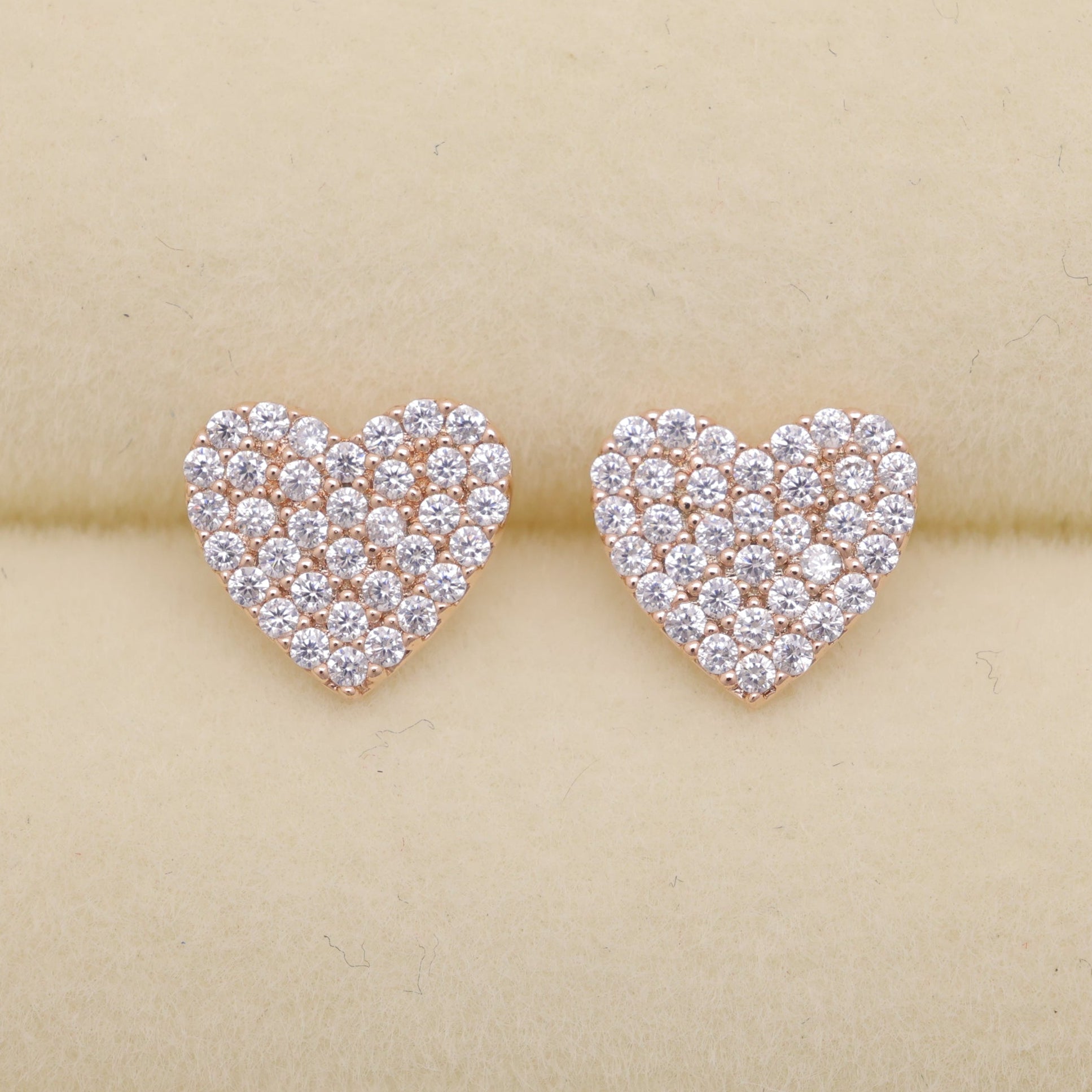 Ameliane Pave Heart Earrings in Rose Gold by MOA - view 1