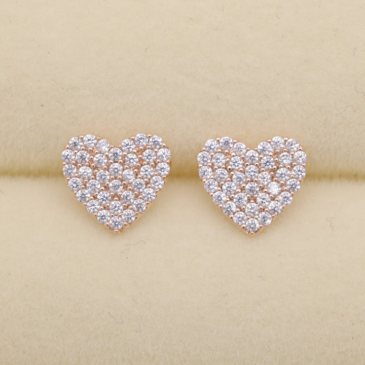 Ameliane Pave Heart Earrings in Rose Gold by MOA - view 1