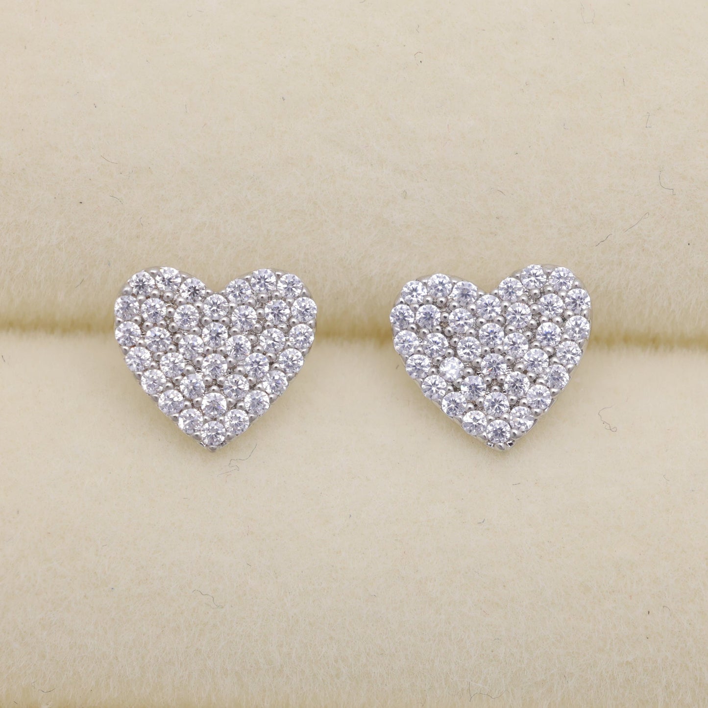 Ameliane Pave Heart Earrings in Sterling Silver by MOA - view 1