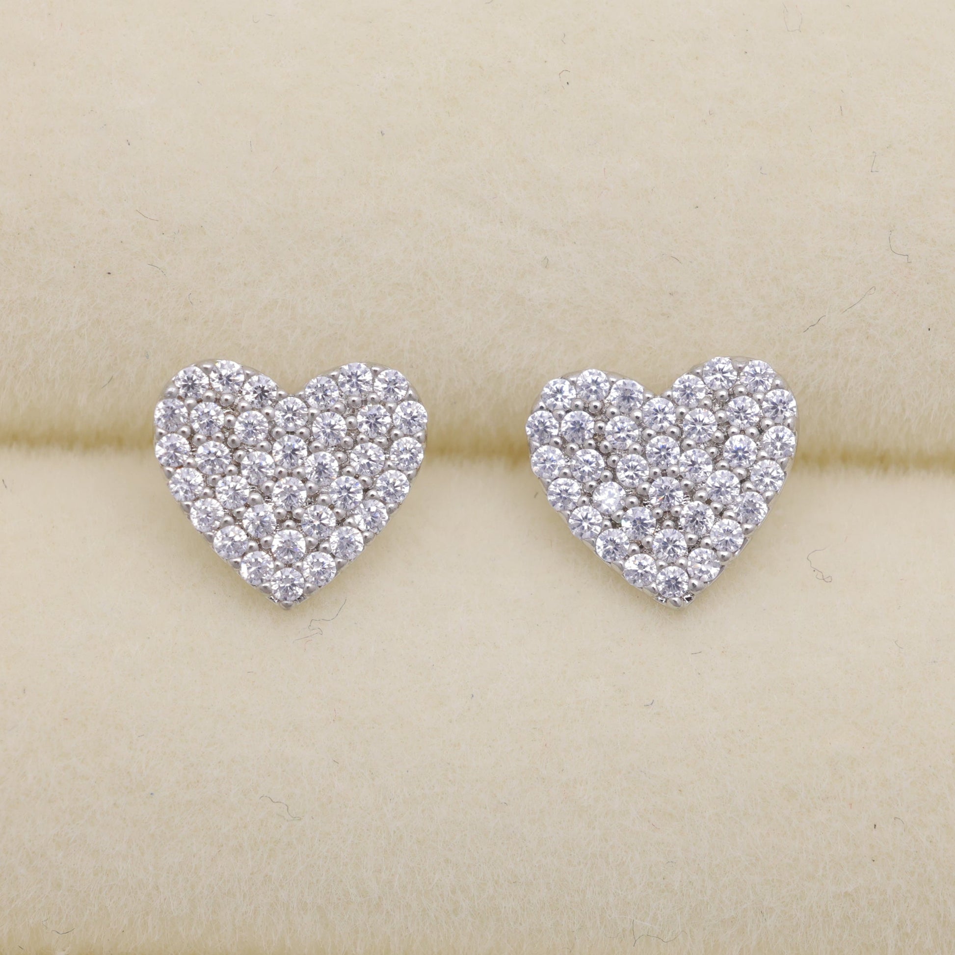 Ameliane Pave Heart Earrings in Sterling Silver by MOA - view 1