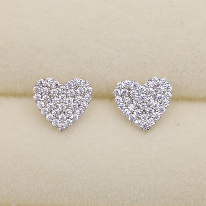 Ameliane Pave Heart Earrings in Sterling Silver by MOA - view 1
