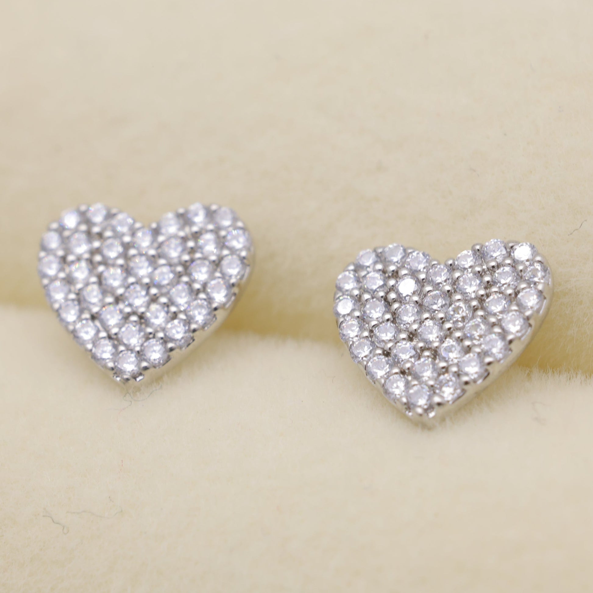 Ameliane Pave Heart Earrings in Sterling Silver by MOA - view 2