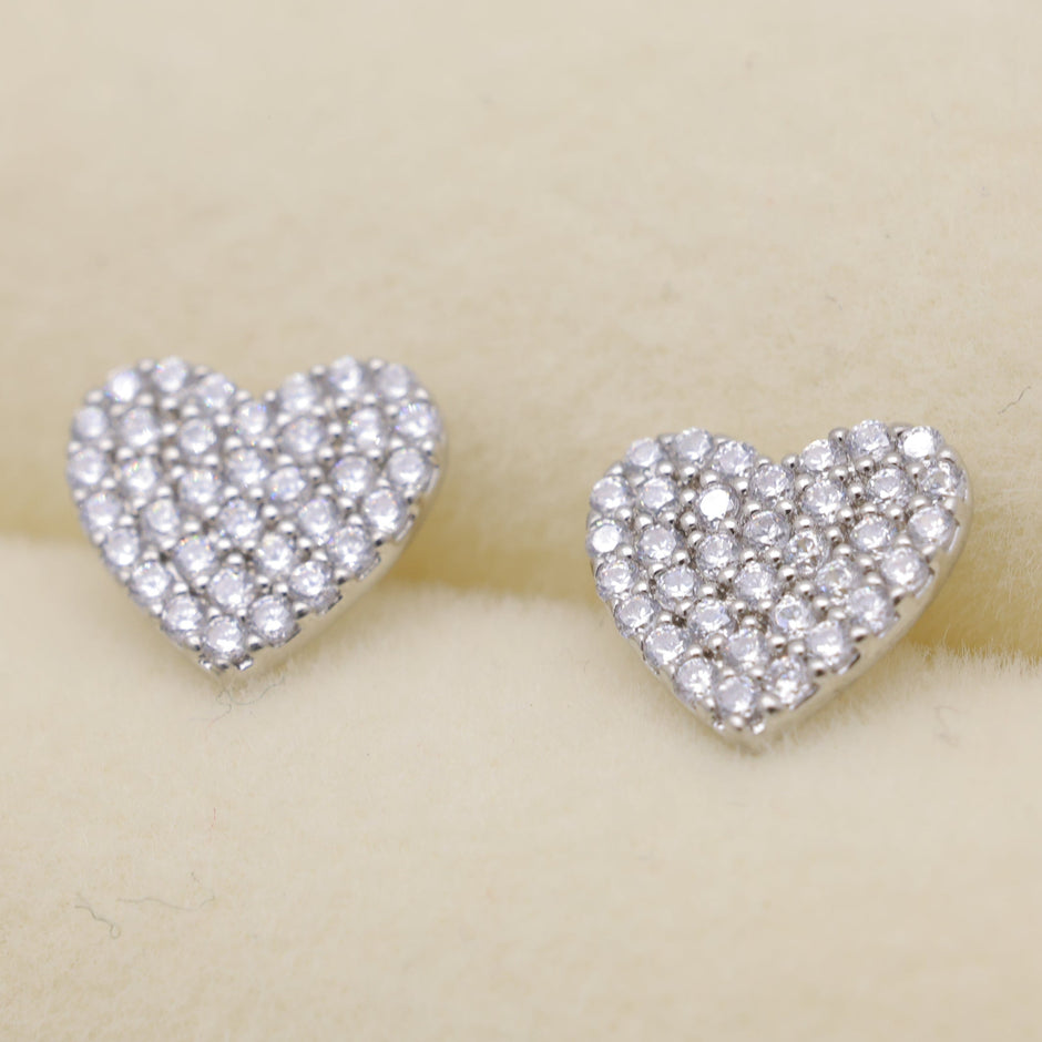 Ameliane Pave Heart Earrings in Sterling Silver by MOA - view 2