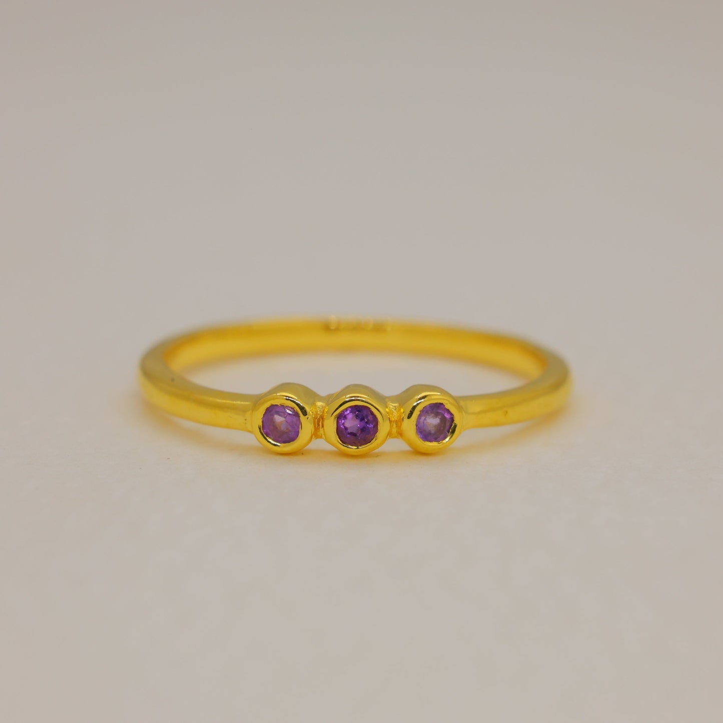 Amethyst Trio Ring in Gold Vermeil by MOA - view 1