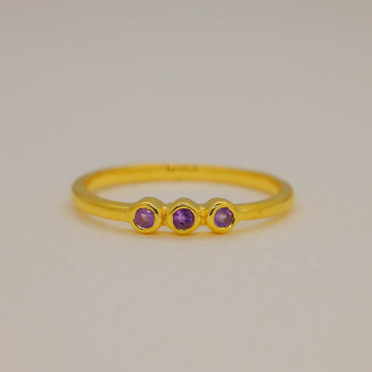 Amethyst Trio Ring in Gold Vermeil by MOA - view 1