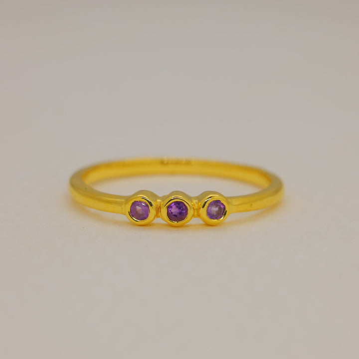 Amethyst Trio Ring in Gold Vermeil by MOA - view 1